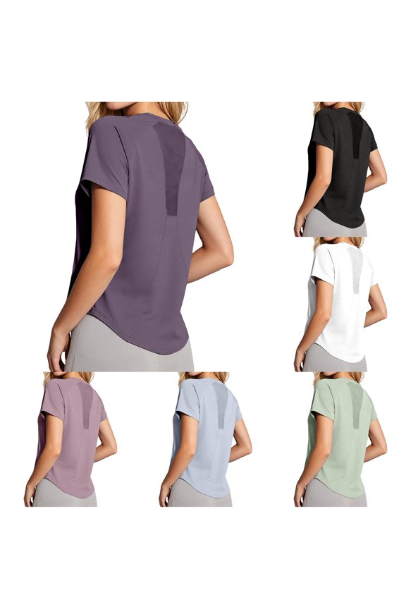 Womens Summer Short Sleeve T Shirt Soft Breathable Workout Yoga Top For Fitness And Casual Wear Tech Pack, Size S