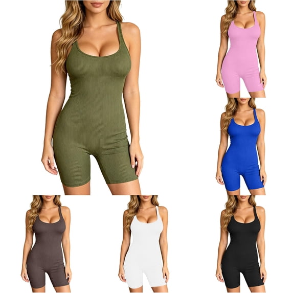 Kingdiese Womens's Jumpsuit With Racerback Solid Color Piece Athletic Bodysuit For Yoga And Fitness Women Suit, Size L