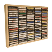 Kingdom 100-Slot Cassette Tape Storage Rack   Unfinished Pine Wood Media Organizer, Customisable Cassette Holder for VHS, Stamp Pads & Card Decks
