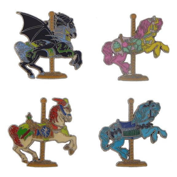Kingdom Carousel Horse Complete 4 Pin Set Specific Disney Park Trading Pins New