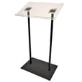 thumbnail image 1 of Kingdom Durable Contemporary Metallic Lectern/Podium/Pulpit with Double Slim Column Cylindrical Poles, a Clear Acrylic Top, and a Rectangular Metallic Base - Black, 1 of 4