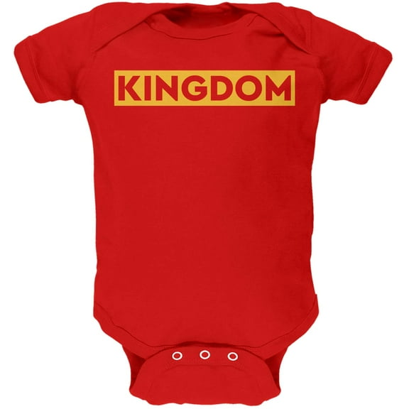 Kingdom Gold Text Red Baby One Piece