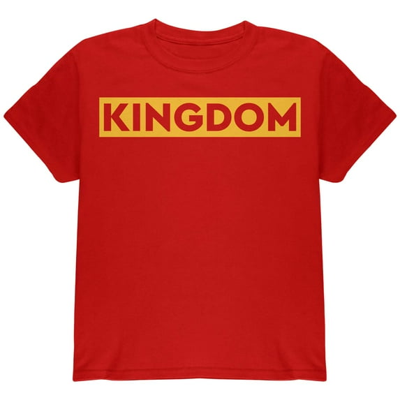 Kingdom Gold Text Red Big Boys Youth T Shirt