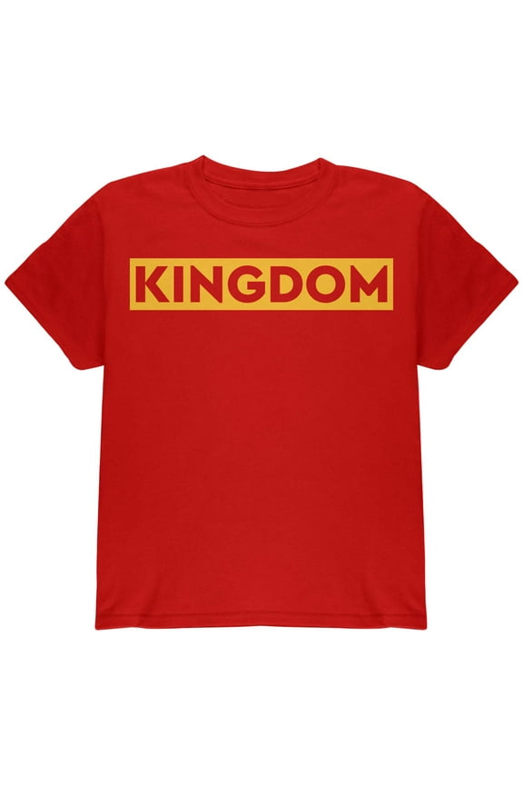 Kingdom Gold Text Red Big Boys Youth T Shirt
