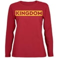thumbnail image 1 of Kingdom Gold Text Red Womens Long Sleeve T Shirt, 1 of 1