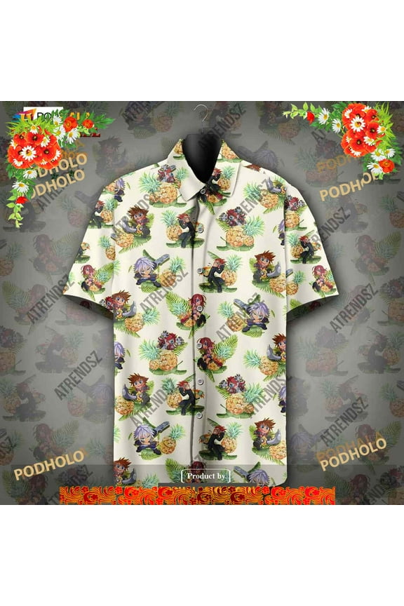 Kingdom Hearts Funny Hawaiian Shirt Sora Riku Kairi Pineapple Pattern Hawaii