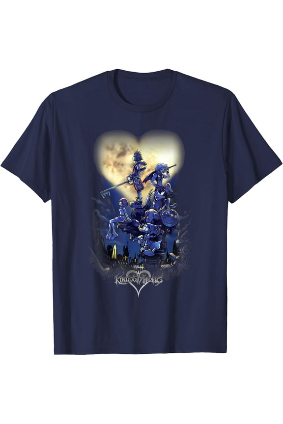 Kingdom Hearts Group Shot Logo DTG Print Unisex T-Shirt