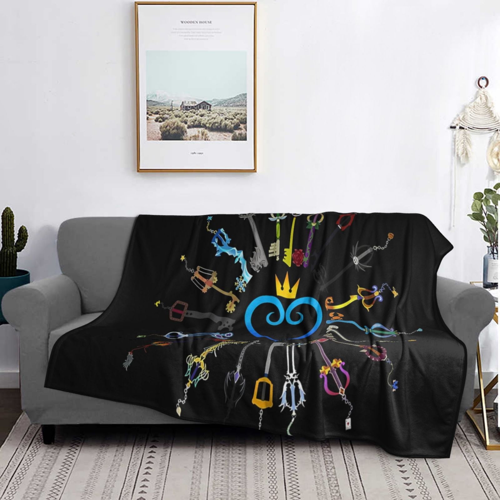 ふるさと納税 Disney Kingdom Hearts Soft, Plush, Fuzzy 'Characters' Throw タオル・ハンカチ