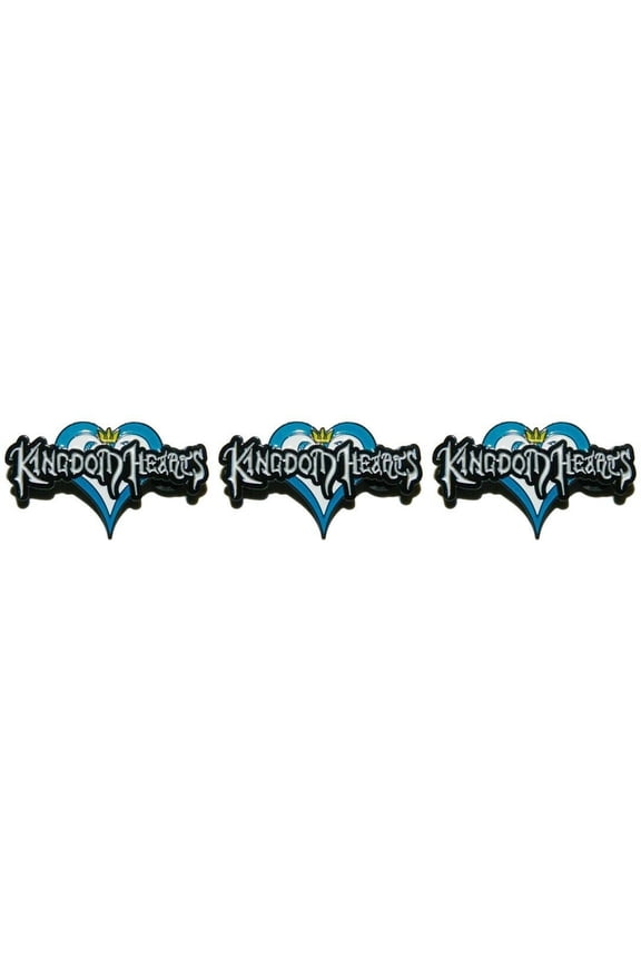 Kingdom Hearts Logo 2" Wide Enamel Metal Pin Set of 3 Pins
