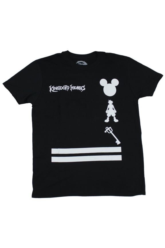 Kingdom Hearts Mens T-Shirt - Black And White Game Silhouette Images