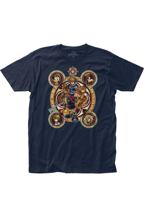 Kingdom Hearts Mens T-Shirt - Ornate Character Circles With Sora (Medium)