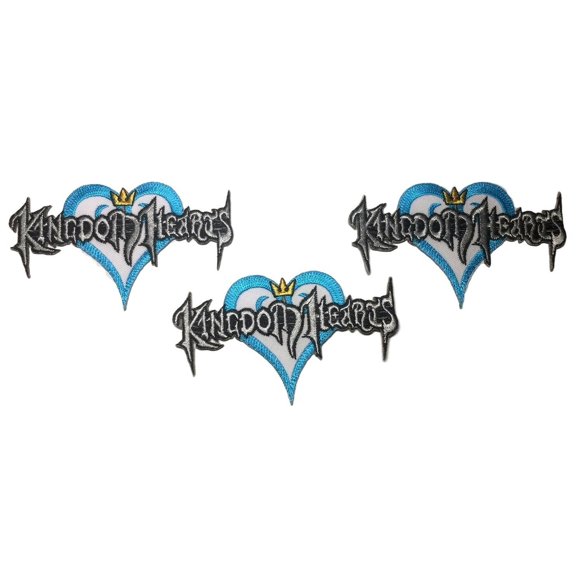 Kingdom Hearts Name With Heart 4" Wide Embroidered Patch Set of 3 Patches