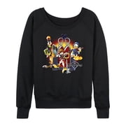 Kingdom Hearts - Sora, Goofy, Donald Womens Lightweight French Terry Wide Neck Long Sleeve Graphic Shirt