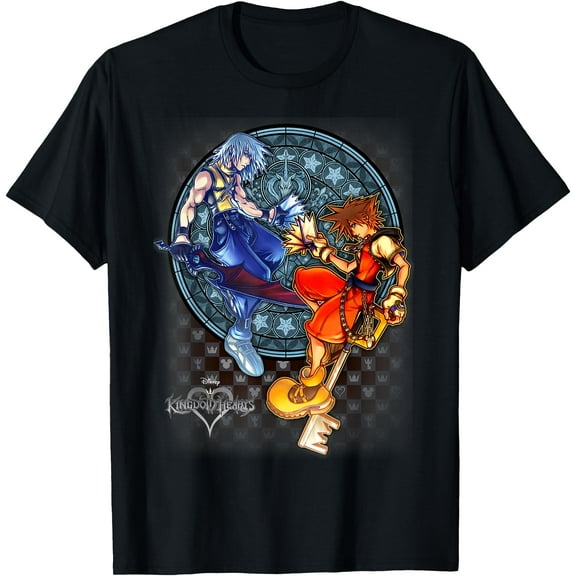Kingdom Hearts Sora & Riku Chain Of Memories DTG Print Unisex T-Shirt,Black Color,Size M