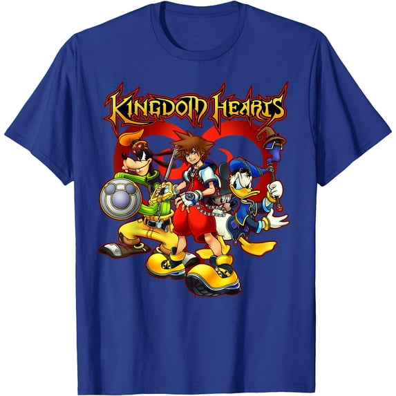 Kingdom Hearts Team Ready DTG Print Unisex T-Shirt,Royal Blue Color,Size YXS