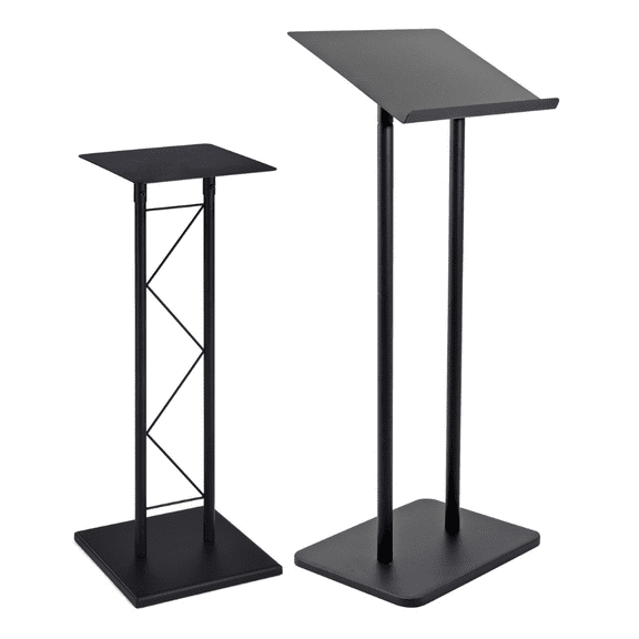Kingdom KML14BKM1 Metal Side Stand Table and Podium Bundle