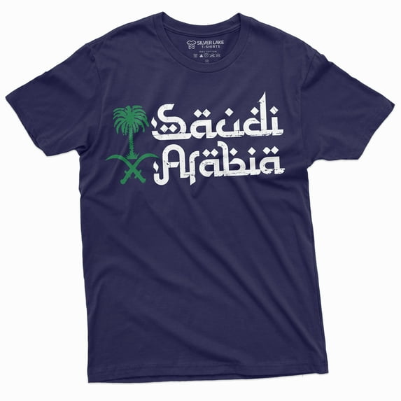 Kingdom Of Saudi Arabia T-Shirt Mens Saudi Flag Coat Of Arms Patriotic Tee Shirt (3X-Large Navy Blue)