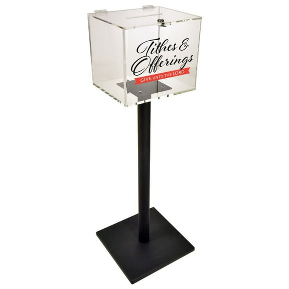 Kingdom Personalized Acrylic Donation Box with Black Metal Stand