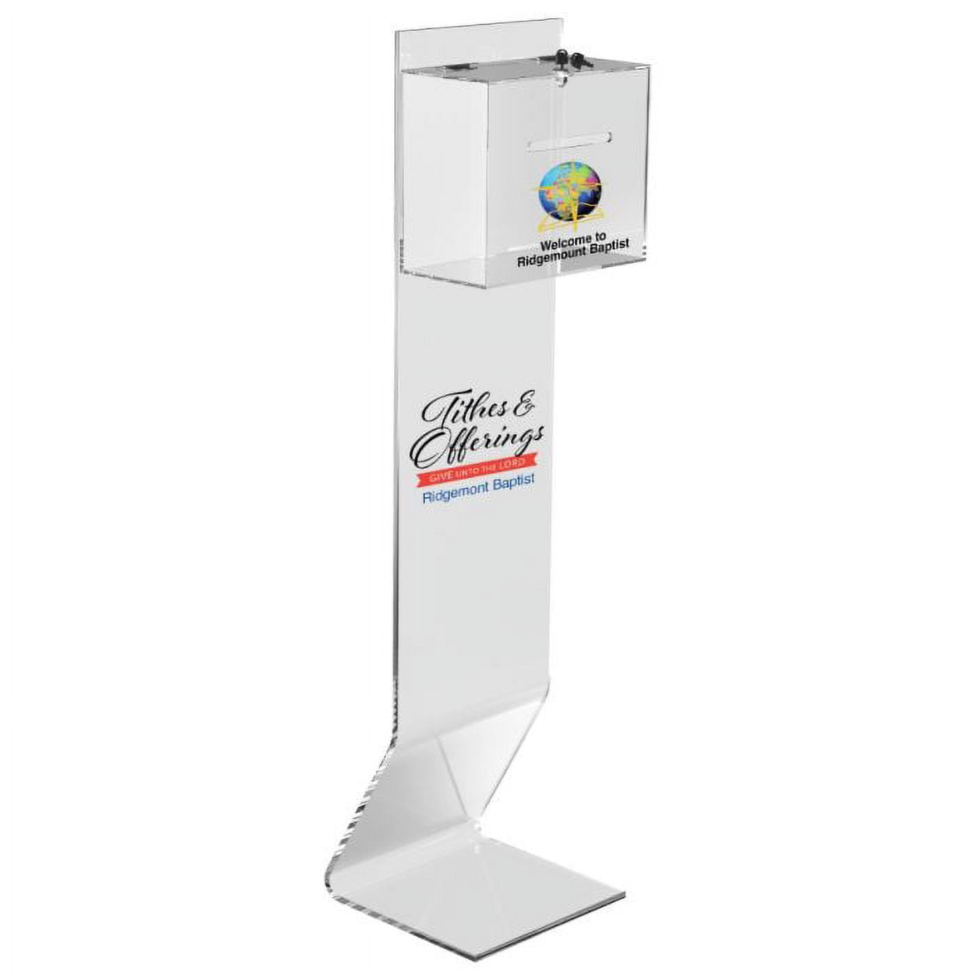 Kingdom Personalized Acrylic Mounted Donation Box with Lock and Key Secure and Elegant Way to