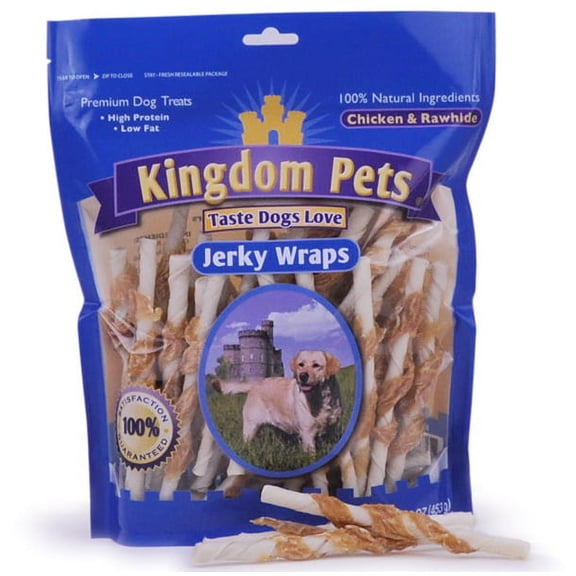 Kingdom Pets Filler Free Chicken Jerky & Rawhide Wraps, Premium Treats for Dogs (32 oz.)
