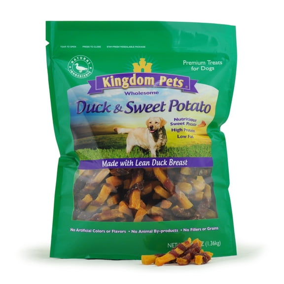 Kingdom Pets Duck Jerky & Sweet Potato Dog Treats with Only 4 Ingredients and No Fillers, 3 Pound Bag