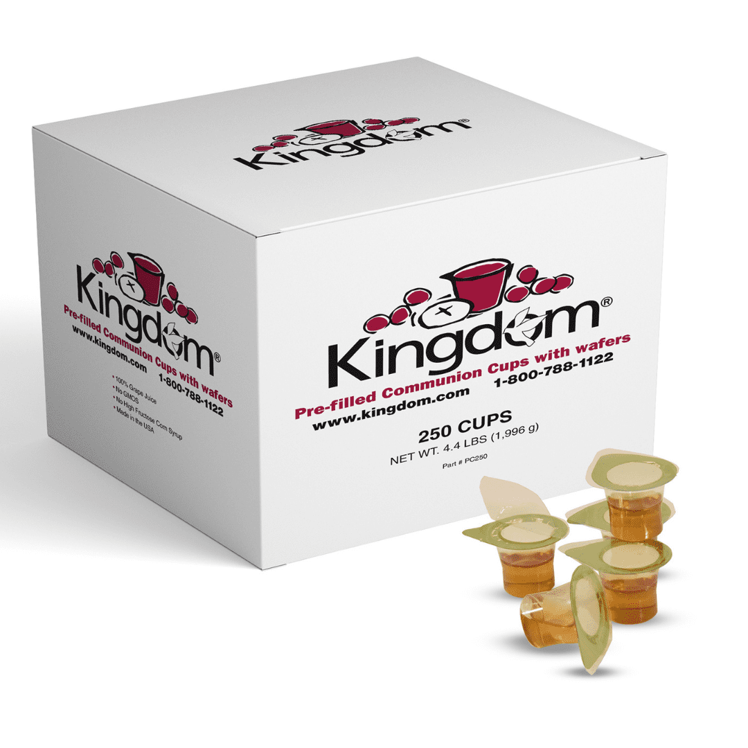 Kingdom Prefilled Communion Cup with Wafers Sealed in a Single-Serving Container with One-Year Shelf Life, Perfect for Holy Eucharist Celebration in Hospitals, Summer Camps, and More! - 250 Count - Wh