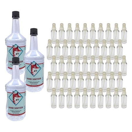 Kingdom Red Fox 5.25 Liters of 80% Alcohol Hand Sanitizer with 50 Fillable Spray Bottles - Keep Your Hands Clean and Sanitized in an Emergency