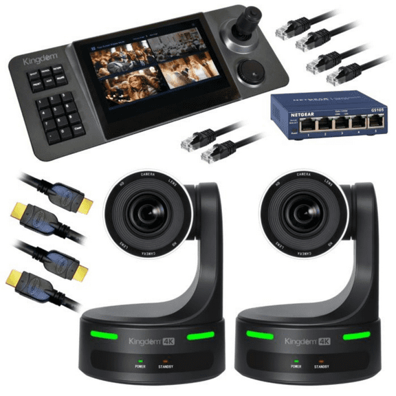 Kingdom Robotic 4K 02 Camera Package (Black, 20x Zoom) with PTZ Controller.