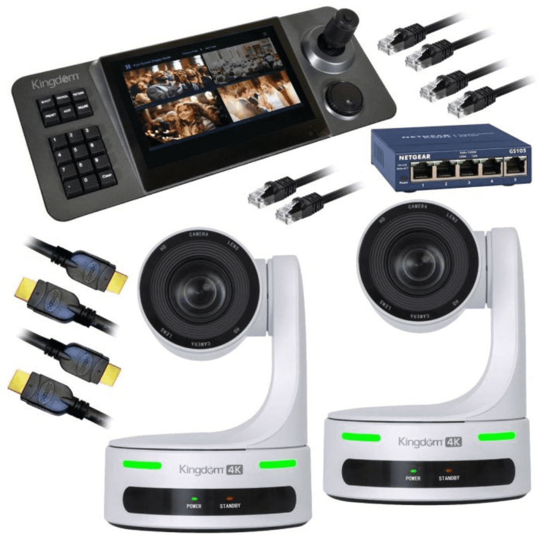 Kingdom Robotic 4K 2 Camera Package (White, 20x Zoom) with PTZ ...