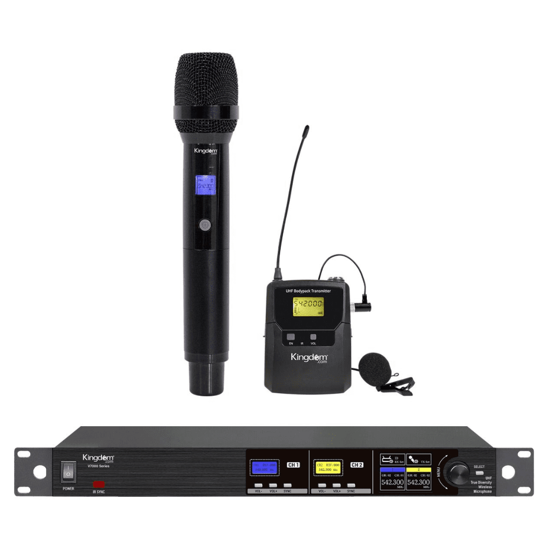 Kingdom SYS2V7000HL True Diversity UHF Wireless Mic System, Handheld + Lavalier
