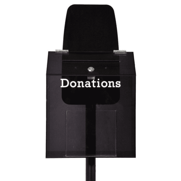 Kingdom Smoky Collection Box with Pre-Printed Donation on Stand with Built-in Lock