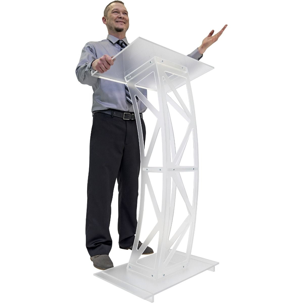 Kingdom TKLCHAMPFR Champion Acrylic Podium - Frosty Elegant Curved ...