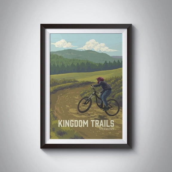 Kingdom Trails Vermont Mountain Biking USA Retro Artwork Unframed Paper Print
