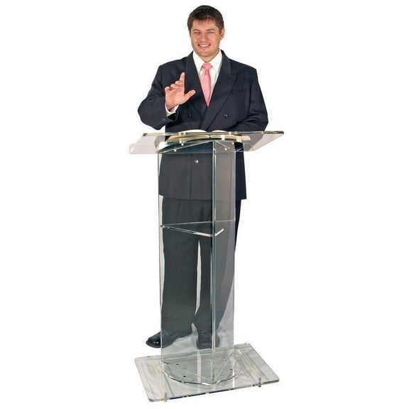 Kingdom V Style Acrylic Lectern with Shelf - Clear