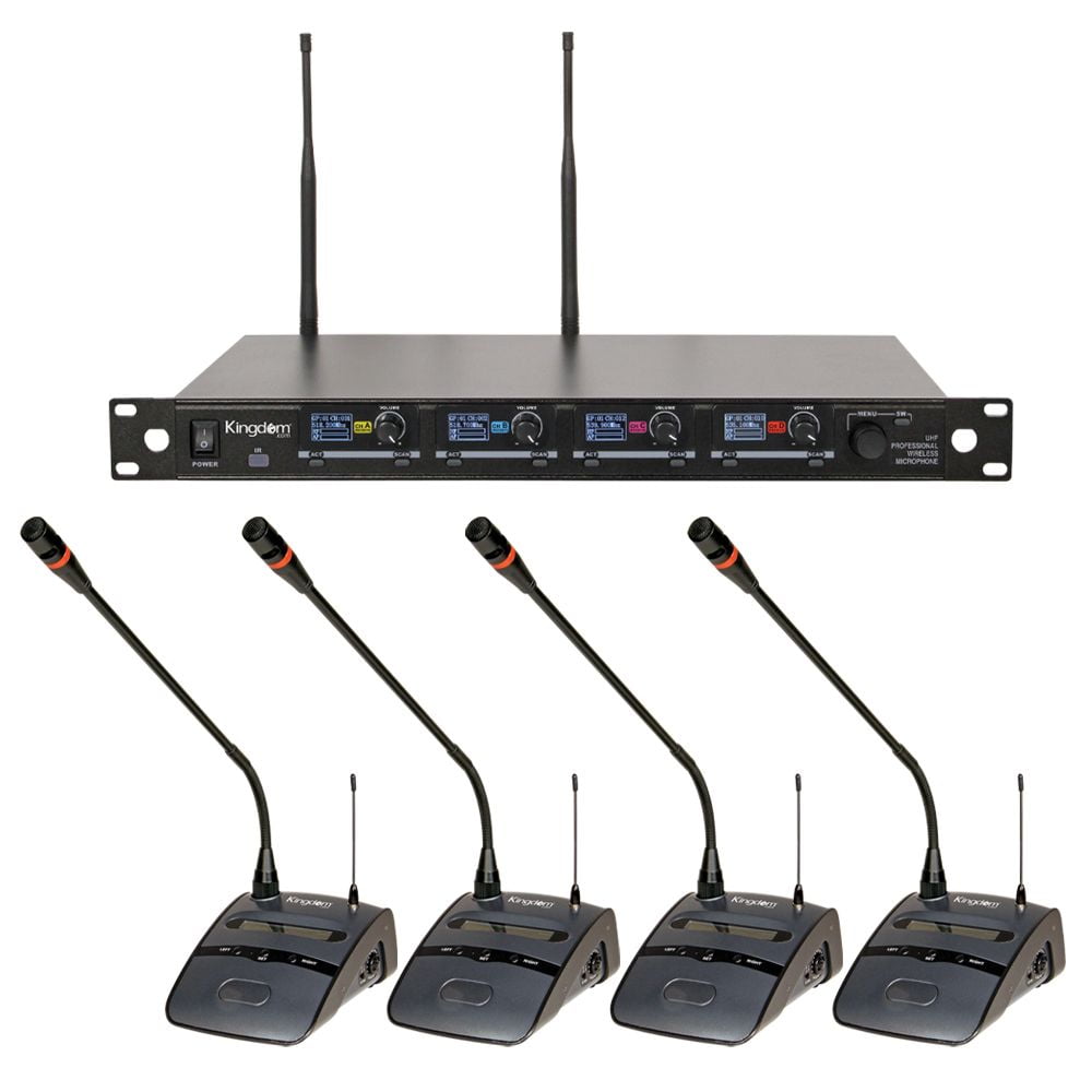 Kingdom V5 Wireless Mic System with 4 Podiums HighQuality, Professional Wireless Microphone