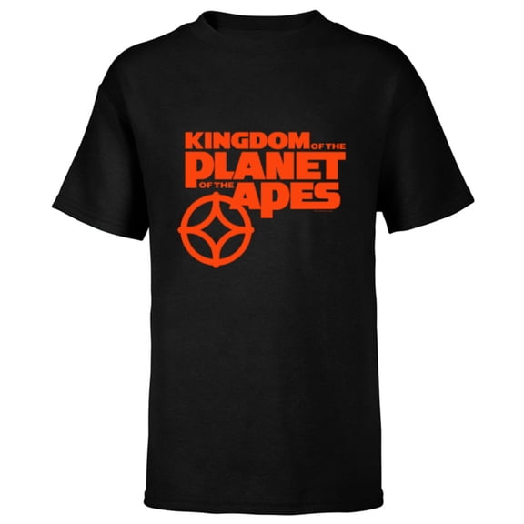 Kingdom of the Planet of the Apes Logo & Caesar Unity Symbol- Short Sleeve T-Shirt for Kids - Customized-Black