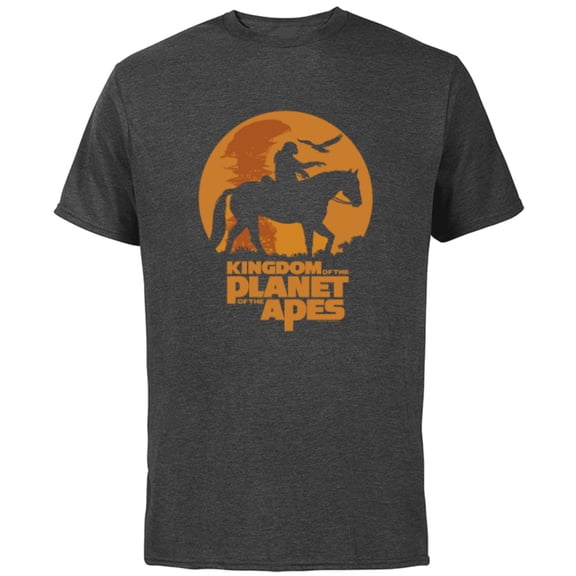 Kingdom of the Planet of the Apes Logo and Noa with Eagle- Short Sleeve Cotton T-Shirt for Adults - Customized-Charcoal