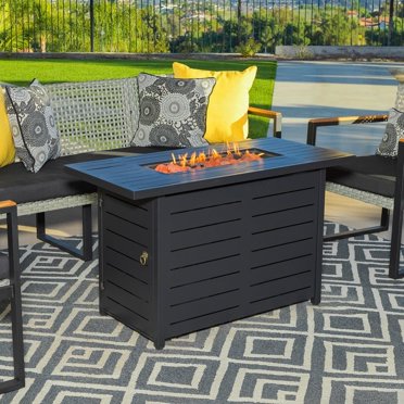 Outdoor Greatroom Kenwood Linear Dining Height Gas Fire Pit Table ...