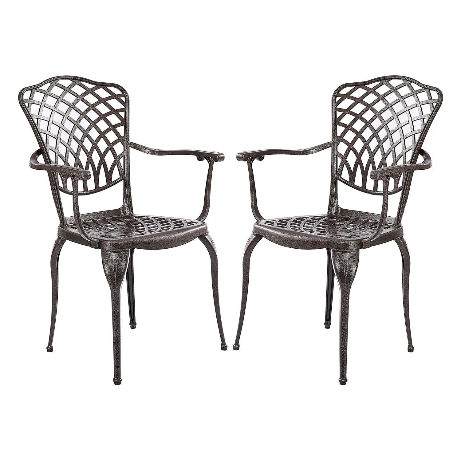 Kinger Home Arden Outdoor Aluminum Patio Dining Chairs, Bronze, Set of 2