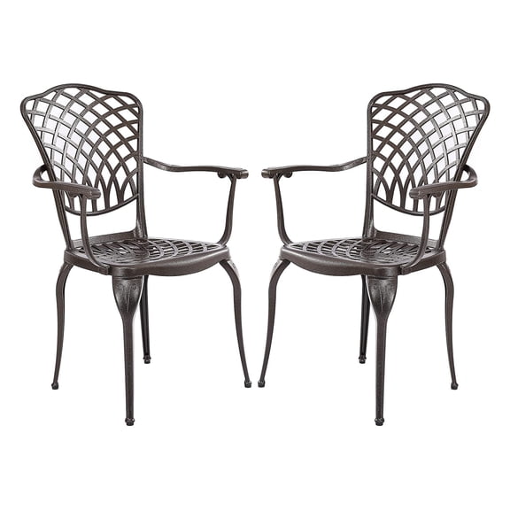 Kinger Home Arden Outdoor Aluminum Patio Dining Chairs, Bronze, Set of 2