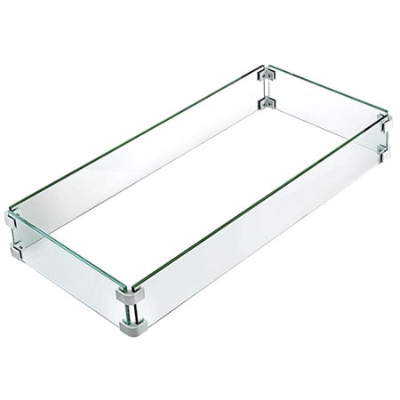 Kinger Home Fire Pit Tempered Glass Wing Guard, Multiple Sizes Clear/Silver