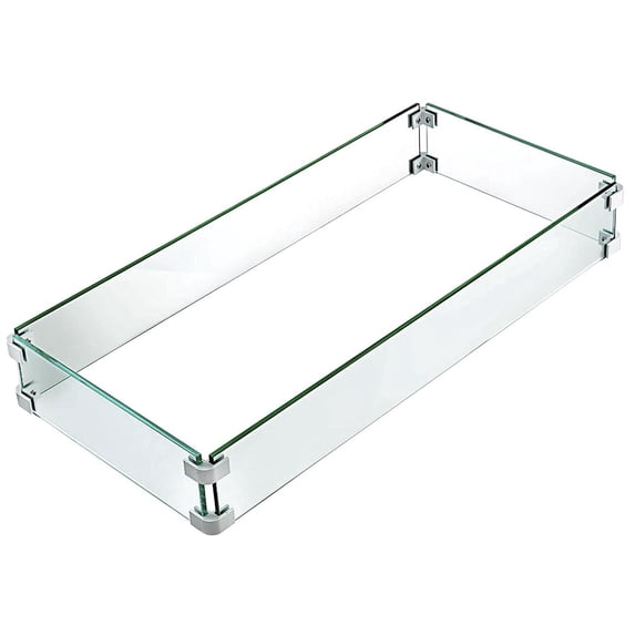Kinger Home Fire Pit Tempered Glass Wing Guard, Multiple Sizes Clear/Silver