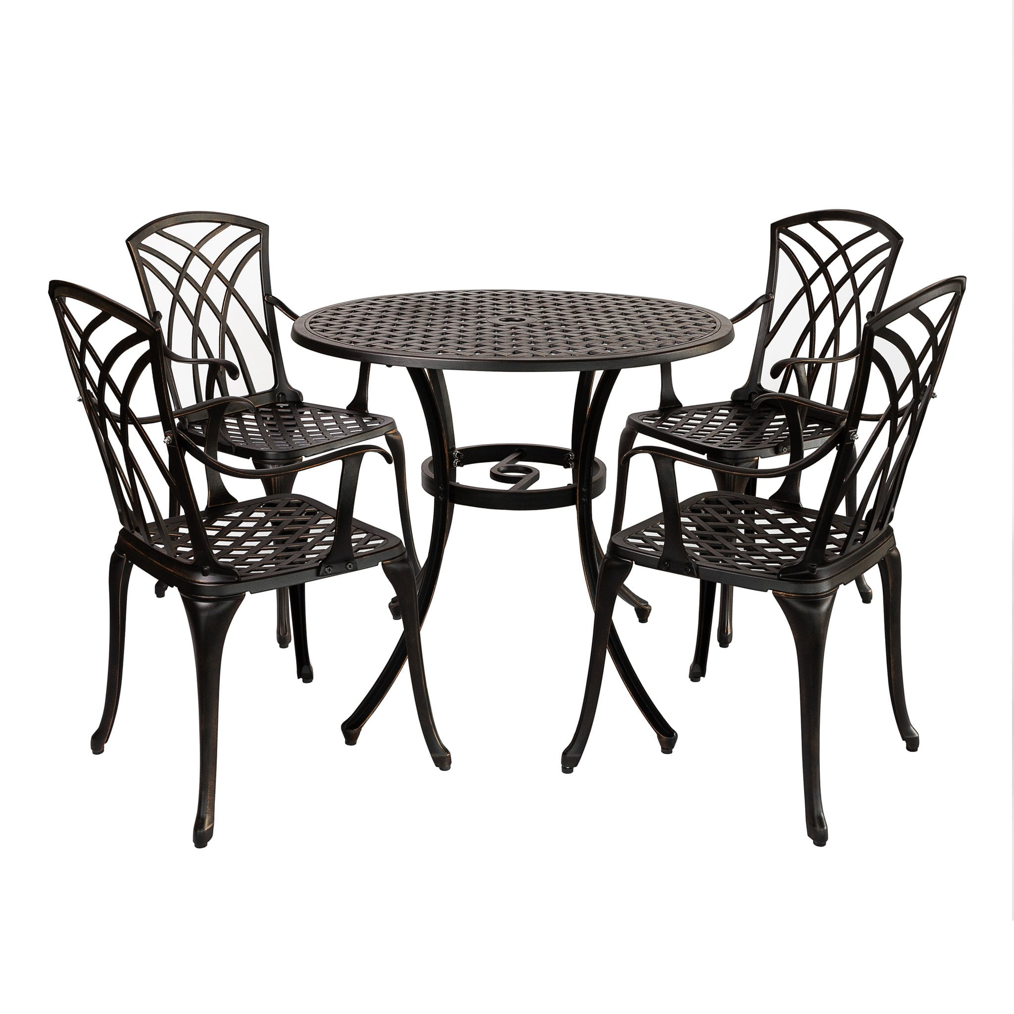 Kinger Home Outdoor Dining Set 5 Pieces 34 Inch Large Round Metal