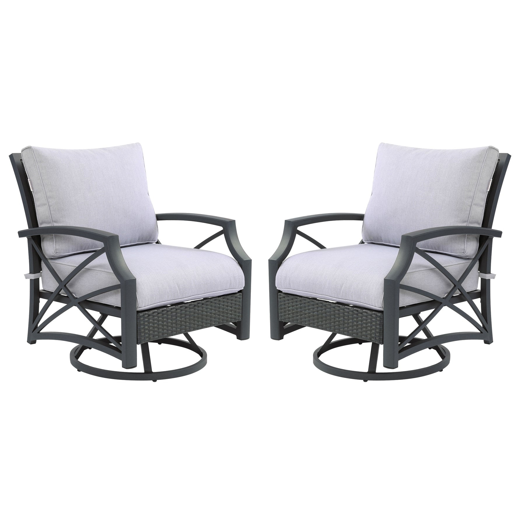 Kinger Home Swivel Patio Chairs, Set of 2 Rattan Wicker Outdoor Swivel