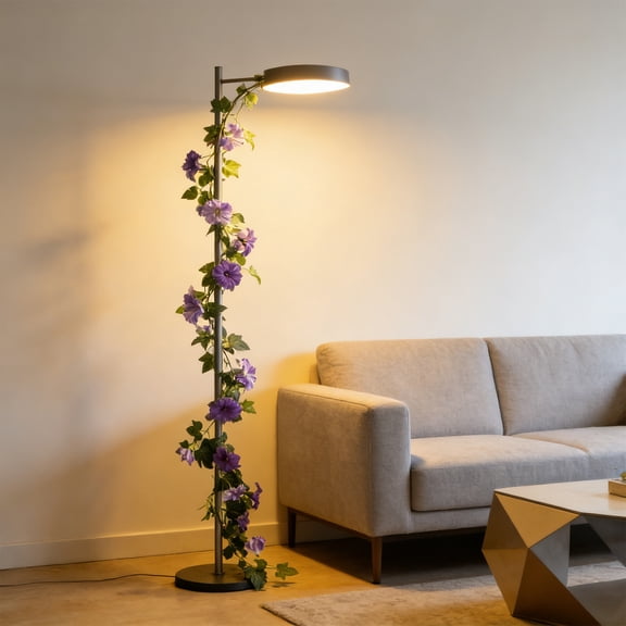 Kingfansion 1.75m Artificial Purple Trumpet Wildflower Flower Vine, Silk Vine, Hanging Vine, Realistic Faux Ivy for Wall, Party, Wedding Arch, Floral Decor, Home Indoor/Outdoor Ceremony