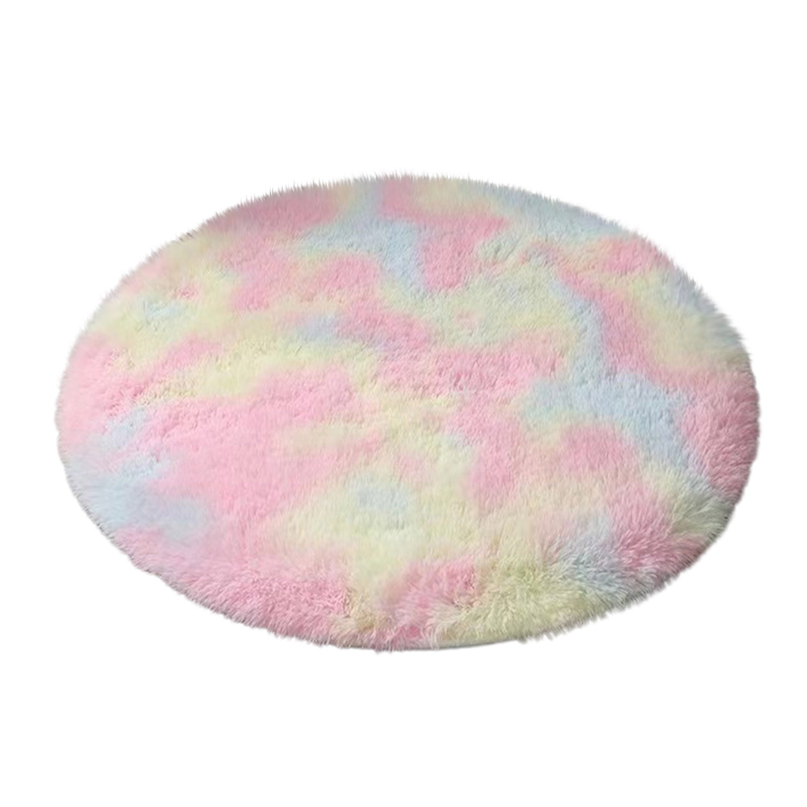 Kingfansion 2025 Round Tie-Dyed Silk Carpet 60cm, Faux Wool Bedroom Rug ...