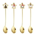 thumbnail image 1 of Under $7 4pc Family Dinner Supplies Kitchen Spoon Set Stainless Steel, Christmas Coffee Spoons, Christmas Spoons for Hot Chocolate, Christmas Dessert Spoon, Flatware Set Cute Doll Hand Gift (Gold), 1 of 7