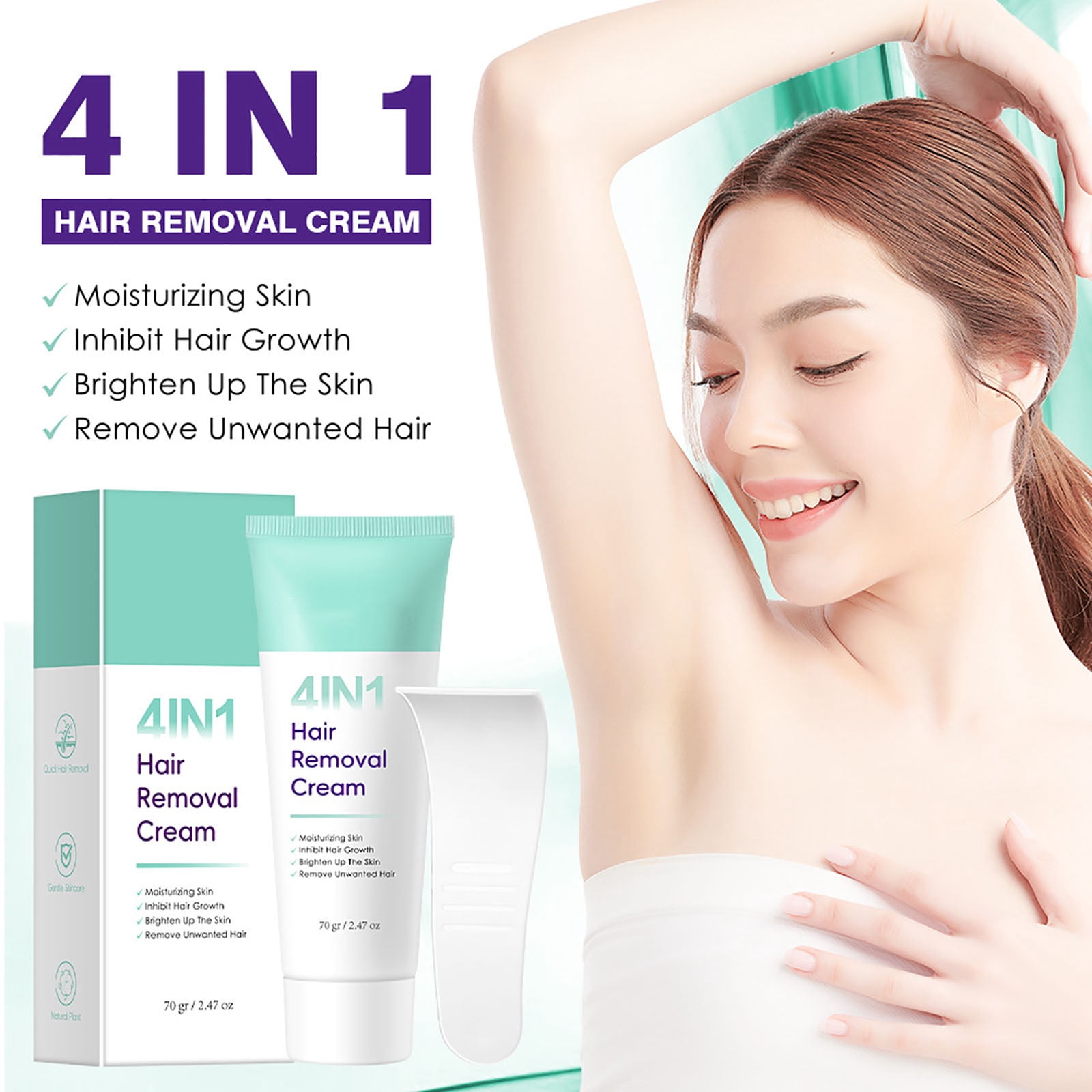 2Pc New Upgrade Body Hair Removal Cream With Spatula Applicator-100G, Facial Hair Removal For