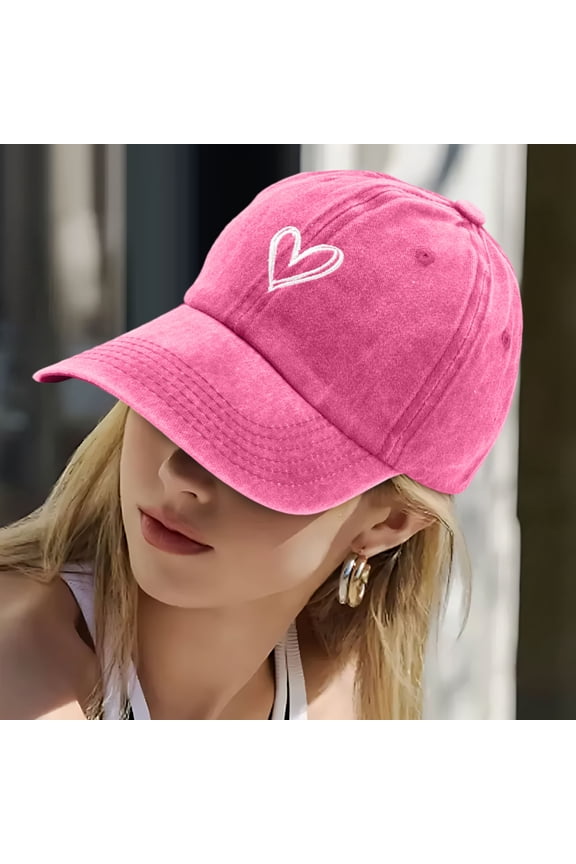 Affordable Family Pick Women’s Heart-Embroidered Baseball Cap – Adjustable Fashion Hat for Outdoor Activities