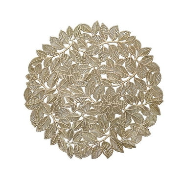 2025 Kingfansion Gold Decorative Placemats – Simple Designs, Table Placemats Round Plastic, Holiday Kitchen Table Placemats Clearance, Cut-Out Heat Pad, Coffee Mat, Easy To Clean
